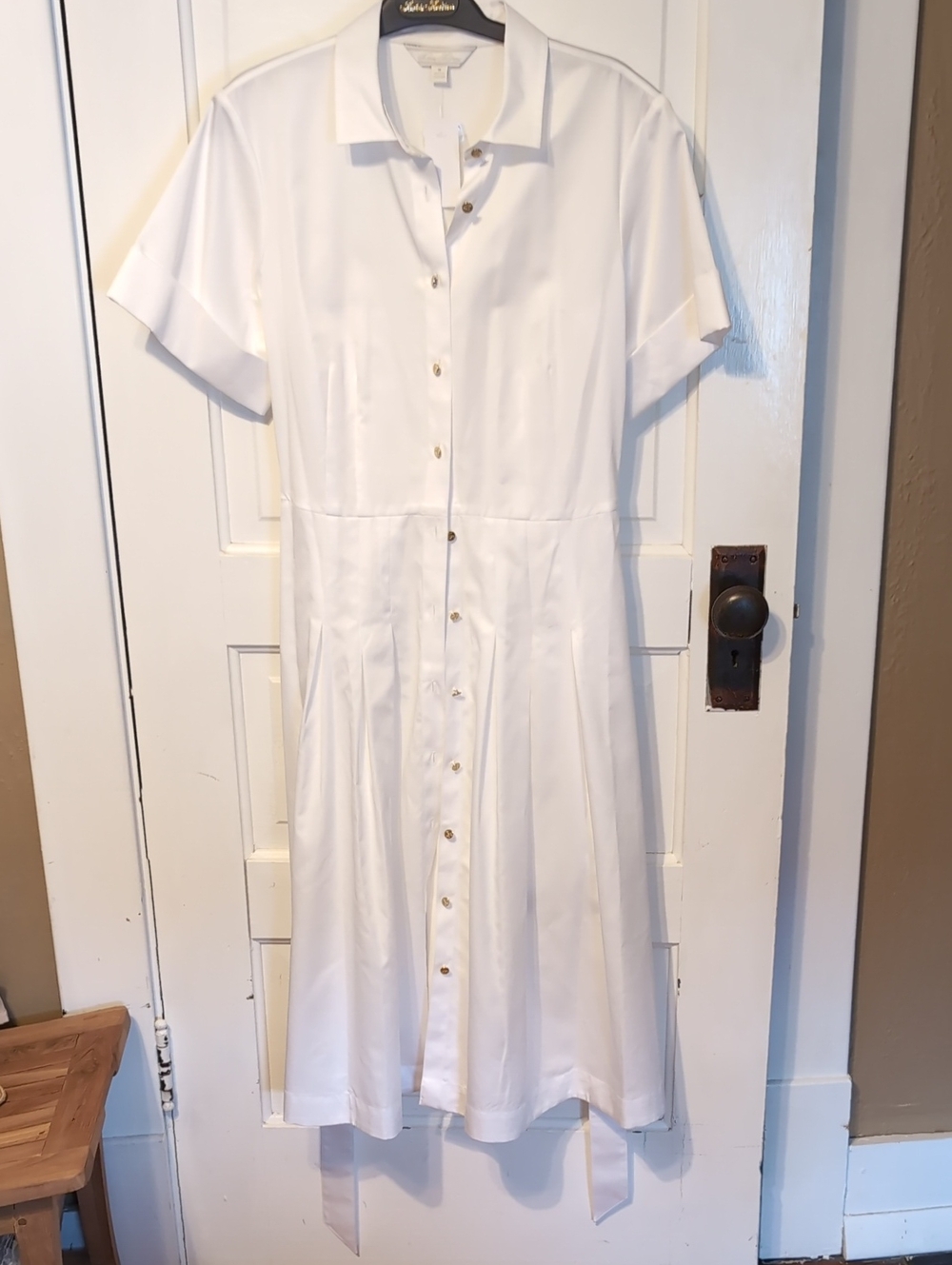 Brooks Brothers White Short-Sleeve Button-Front Shirt Dress Size Medium
